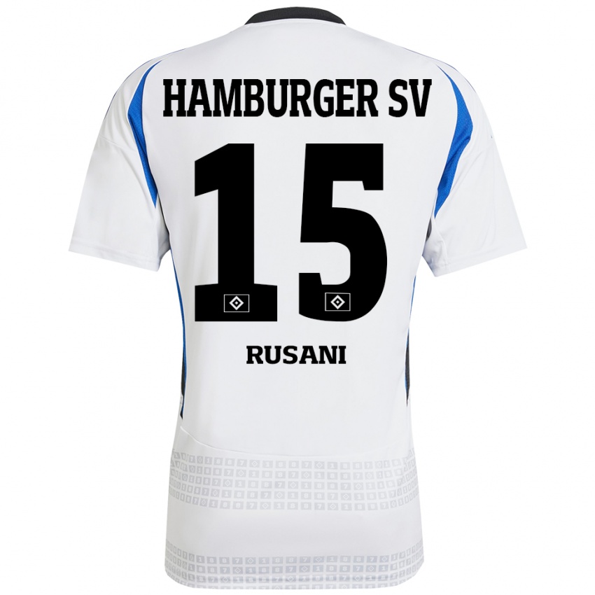 Niño Camiseta Yasin Rusani #15 Blanco Azul 1ª Equipación 2024/25 La Camisa