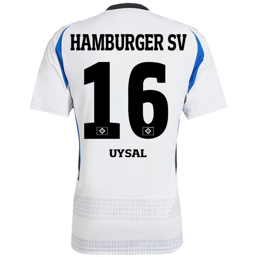 Niño Camiseta Samed Uysal #16 Blanco Azul 1ª Equipación 2024/25 La Camisa