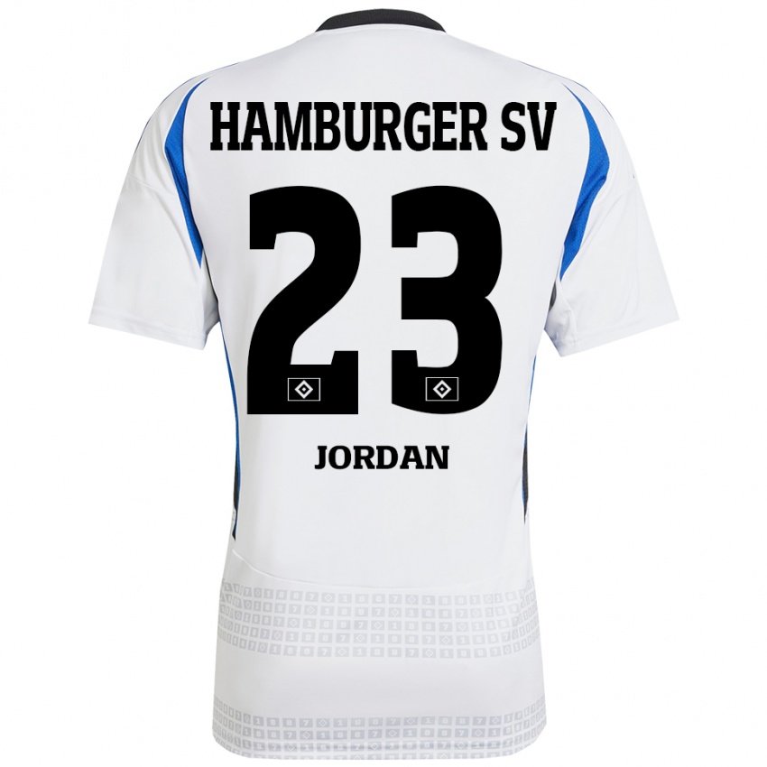 Niño Camiseta Dominik Jordan #23 Blanco Azul 1ª Equipación 2024/25 La Camisa