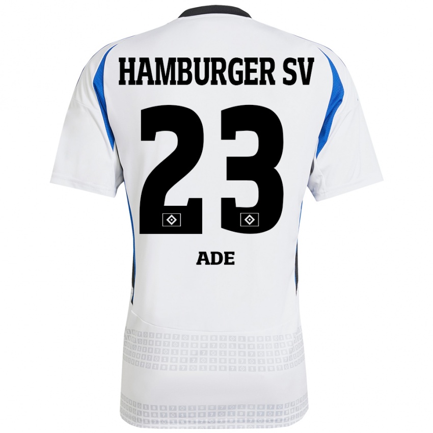 Niño Camiseta Jeremy Ade #23 Blanco Azul 1ª Equipación 2024/25 La Camisa