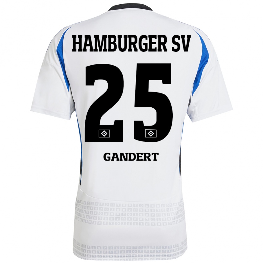 Niño Camiseta Jeremy Gandert #25 Blanco Azul 1ª Equipación 2024/25 La Camisa