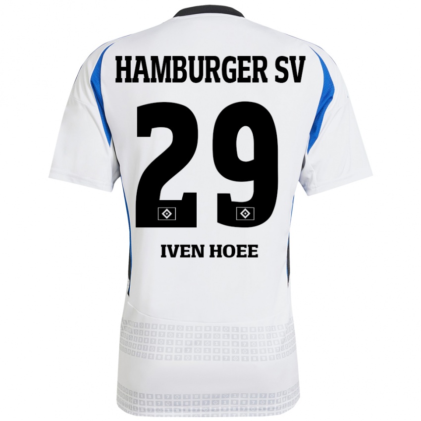 Niño Camiseta Lennart Iven Hoee #29 Blanco Azul 1ª Equipación 2024/25 La Camisa