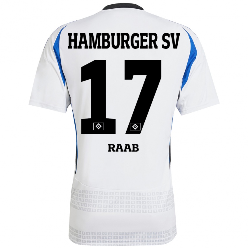 Niño Camiseta Lotte Raab #17 Blanco Azul 1ª Equipación 2024/25 La Camisa