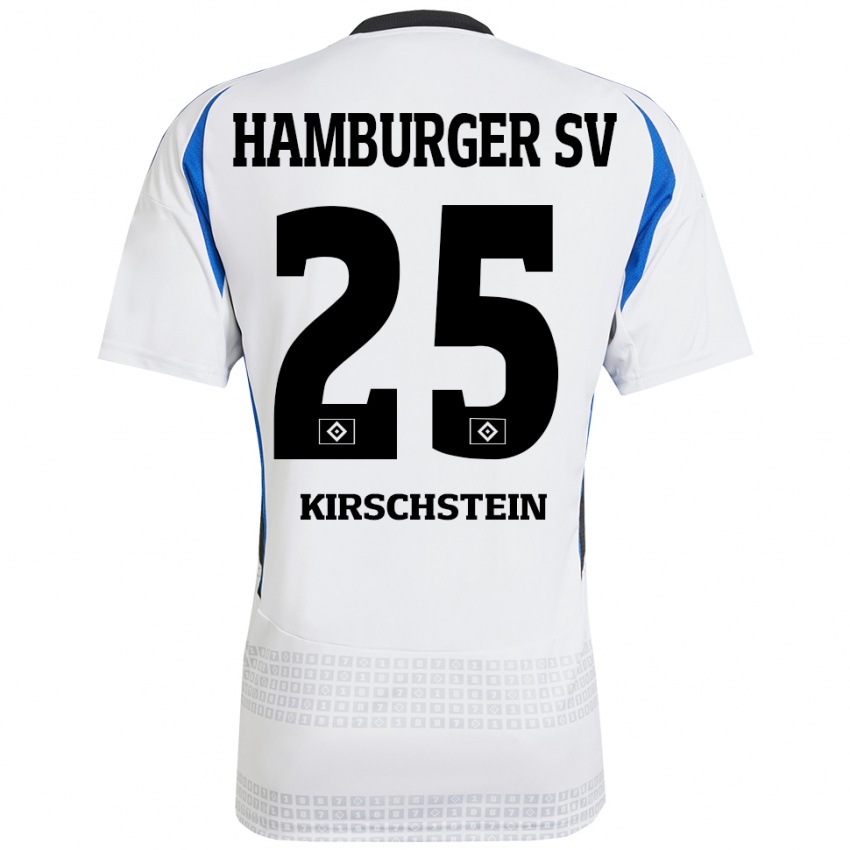 Niño Camiseta Merle Kirschstein #25 Blanco Azul 1ª Equipación 2024/25 La Camisa