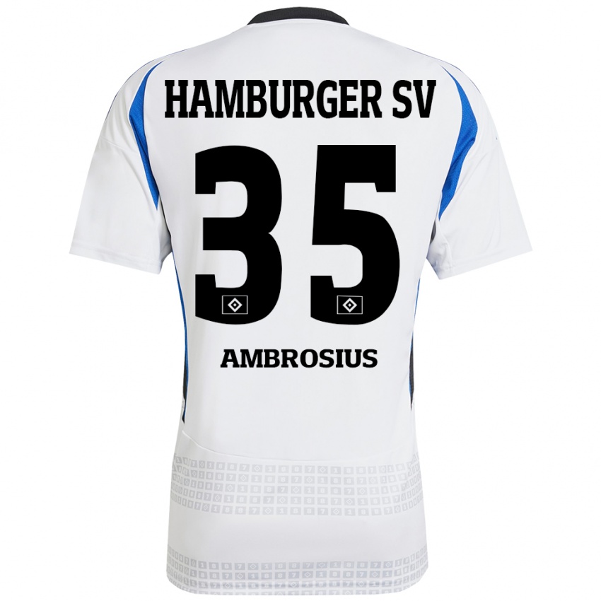 Niño Camiseta Stephan Ambrosius #35 Blanco Azul 1ª Equipación 2024/25 La Camisa