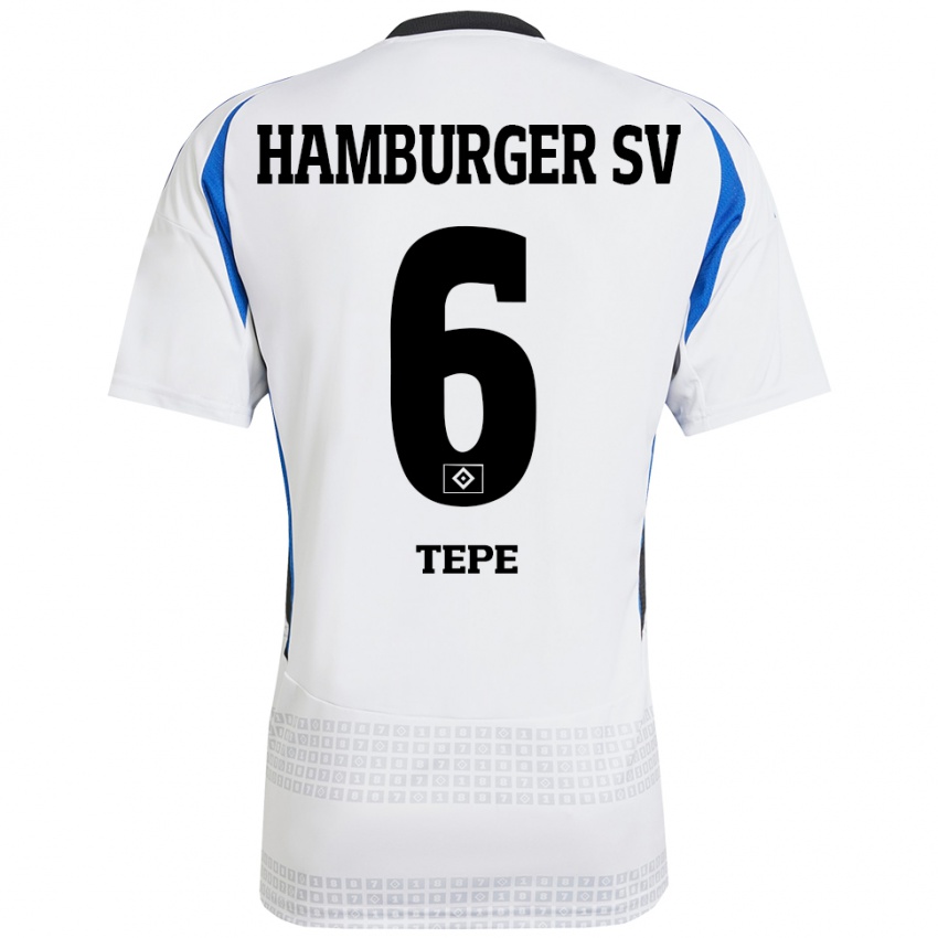 Niño Camiseta Niklas Tepe #6 Blanco Azul 1ª Equipación 2024/25 La Camisa