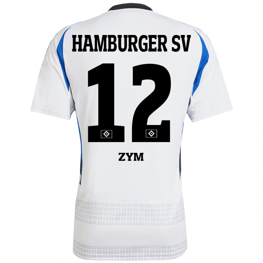 Niño Camiseta Marcel Zym #12 Blanco Azul 1ª Equipación 2024/25 La Camisa