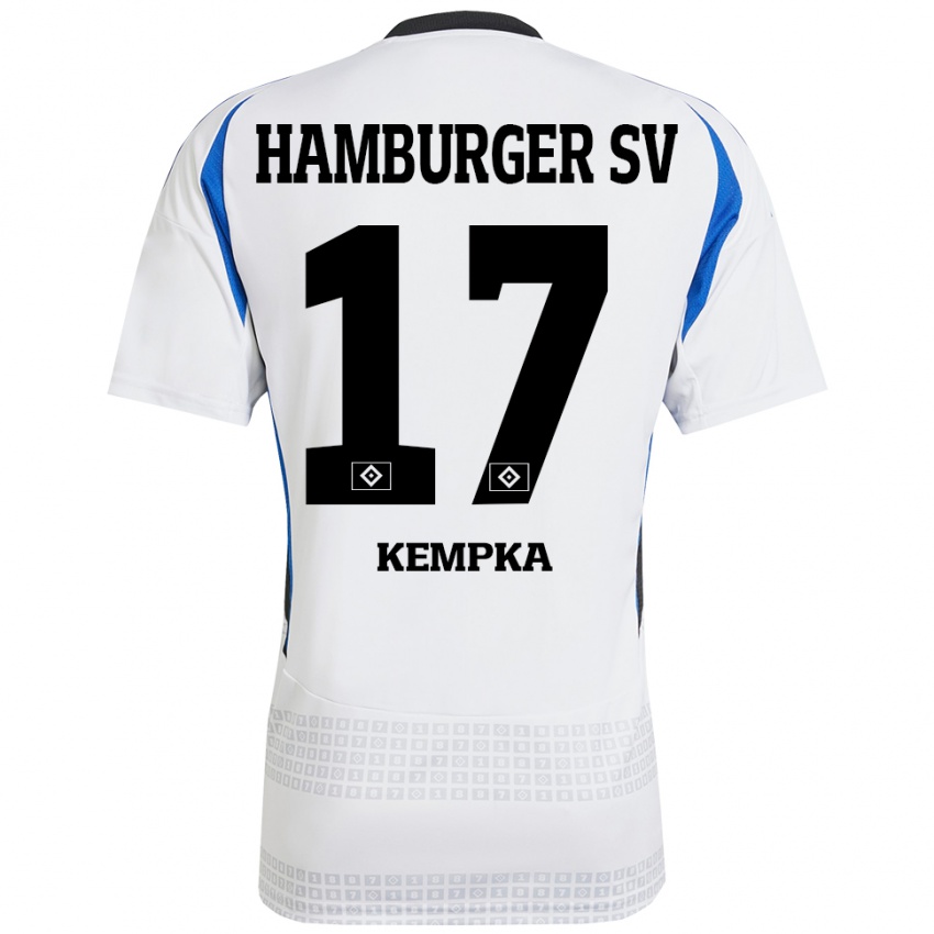 Niño Camiseta Sylvana Kempka #17 Blanco Azul 1ª Equipación 2024/25 La Camisa