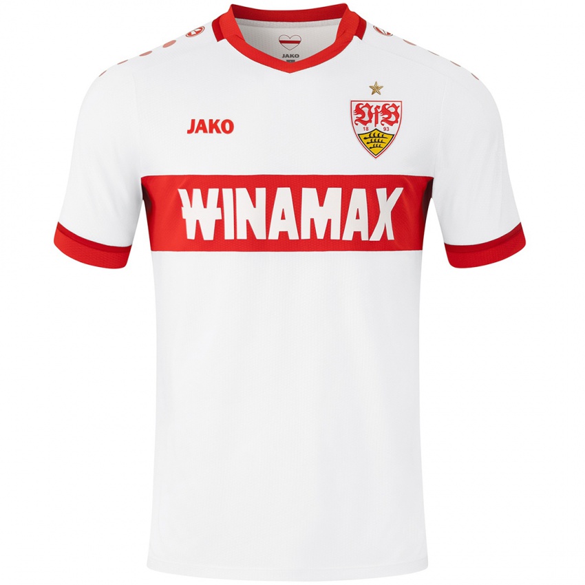 Niño Camiseta Chris Führich #27 Blanco Rojo 1ª Equipación 2024/25 La Camisa