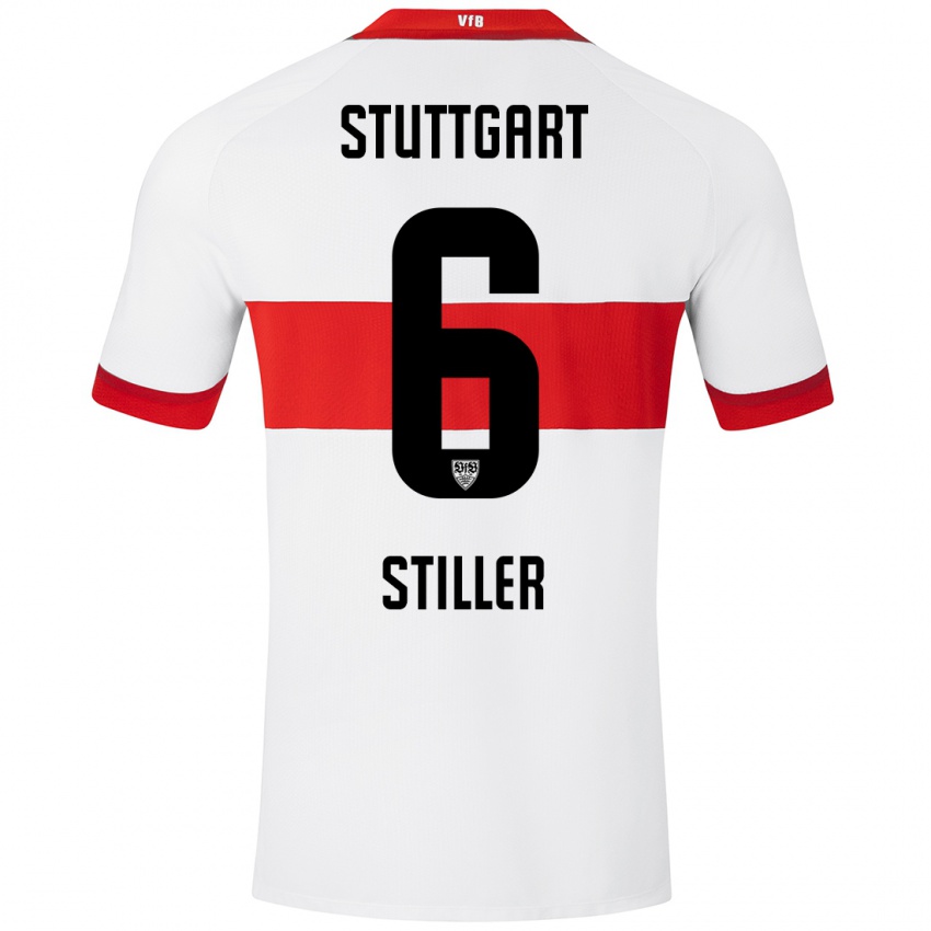 Niño Camiseta Angelo Stiller #6 Blanco Rojo 1ª Equipación 2024/25 La Camisa