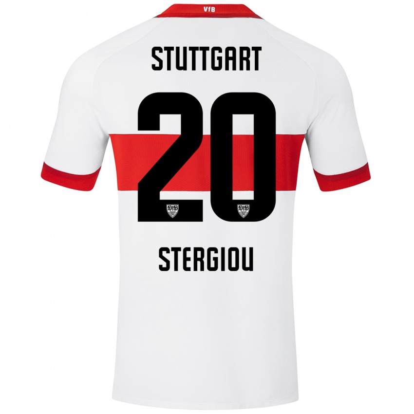 Niño Camiseta Leonidas Stergiou #20 Blanco Rojo 1ª Equipación 2024/25 La Camisa