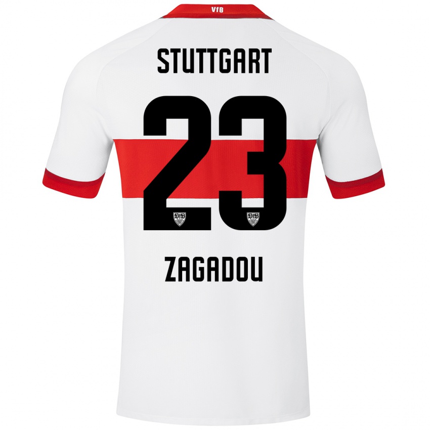 Niño Camiseta Dan-Axel Zagadou #23 Blanco Rojo 1ª Equipación 2024/25 La Camisa