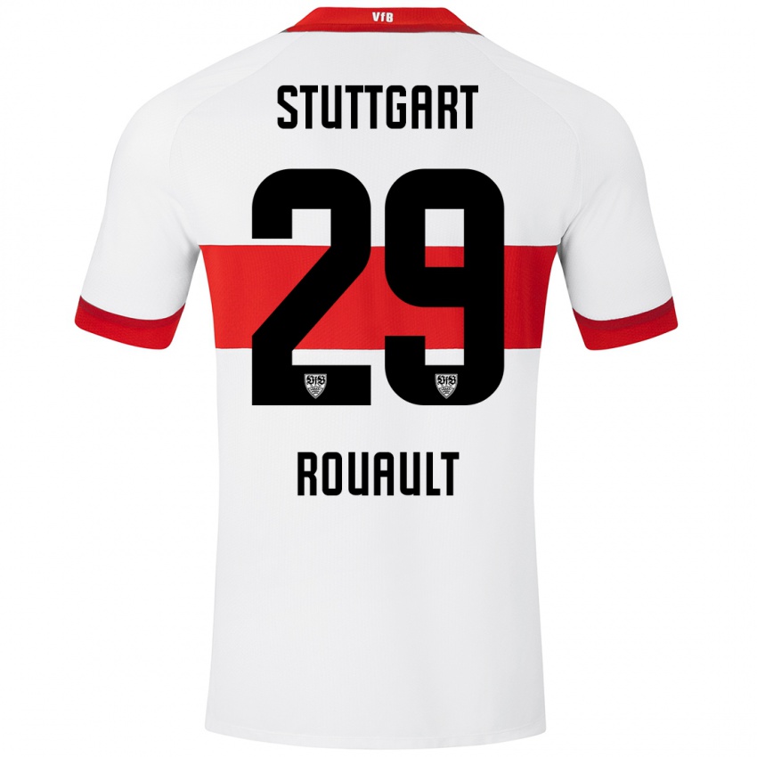 Niño Camiseta Anthony Rouault #29 Blanco Rojo 1ª Equipación 2024/25 La Camisa