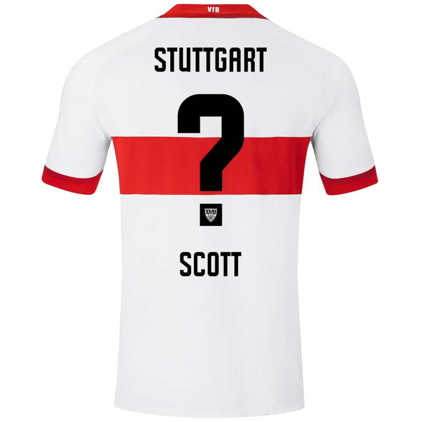 Niño Camiseta Elijah Scott #0 Blanco Rojo 1ª Equipación 2024/25 La Camisa