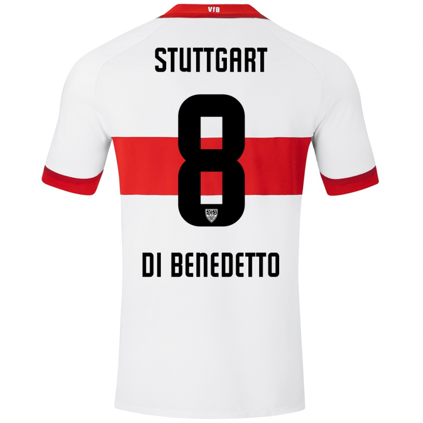 Niño Camiseta Samuele Di Benedetto #8 Blanco Rojo 1ª Equipación 2024/25 La Camisa