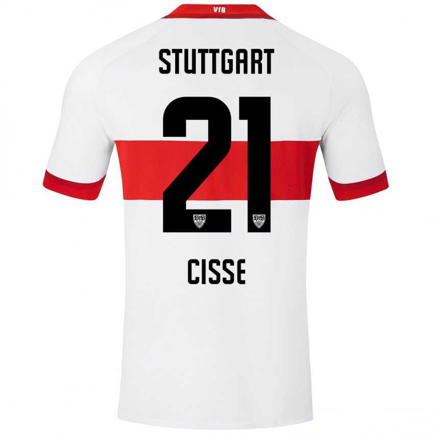 Niño Camiseta Moussa Cissé #21 Blanco Rojo 1ª Equipación 2024/25 La Camisa