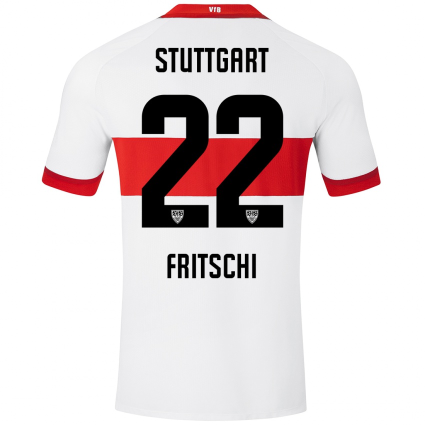 Niño Camiseta Paulo Fritschi #22 Blanco Rojo 1ª Equipación 2024/25 La Camisa