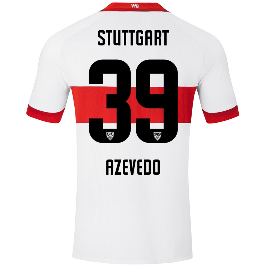 Niño Camiseta Alexandre Azevedo #39 Blanco Rojo 1ª Equipación 2024/25 La Camisa