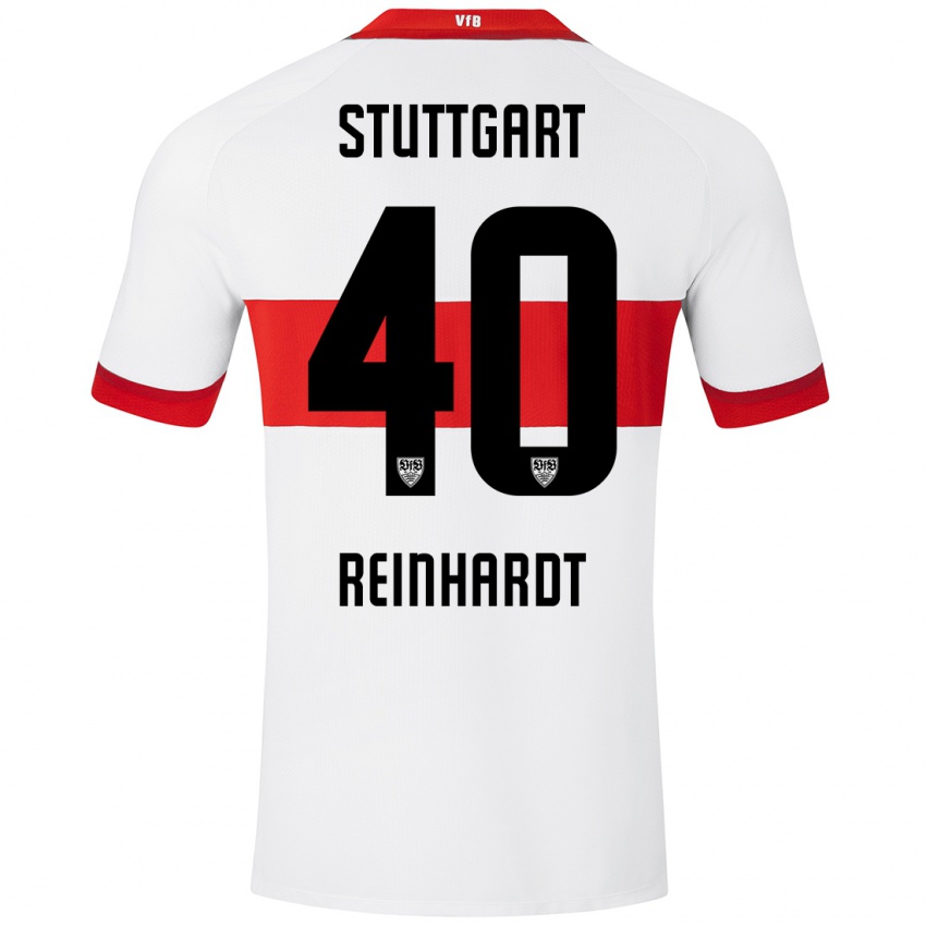 Niño Camiseta Peter Reinhardt #40 Blanco Rojo 1ª Equipación 2024/25 La Camisa