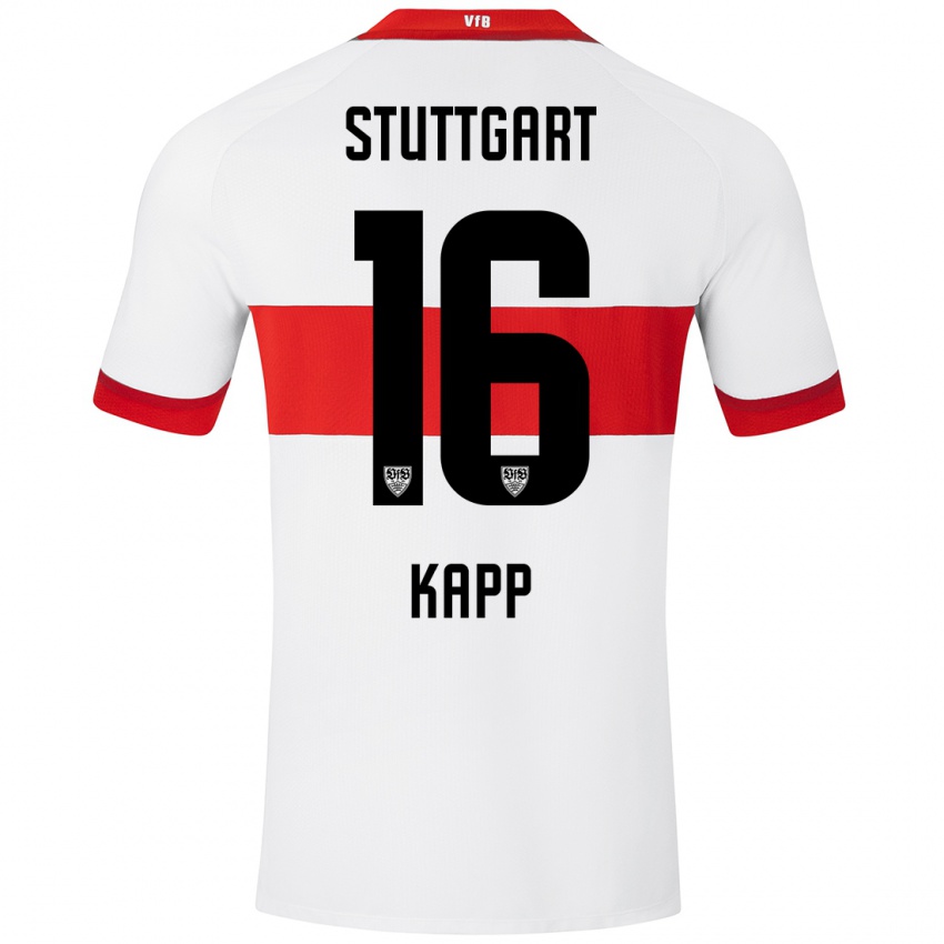 Niño Camiseta Patrick Kapp #16 Blanco Rojo 1ª Equipación 2024/25 La Camisa