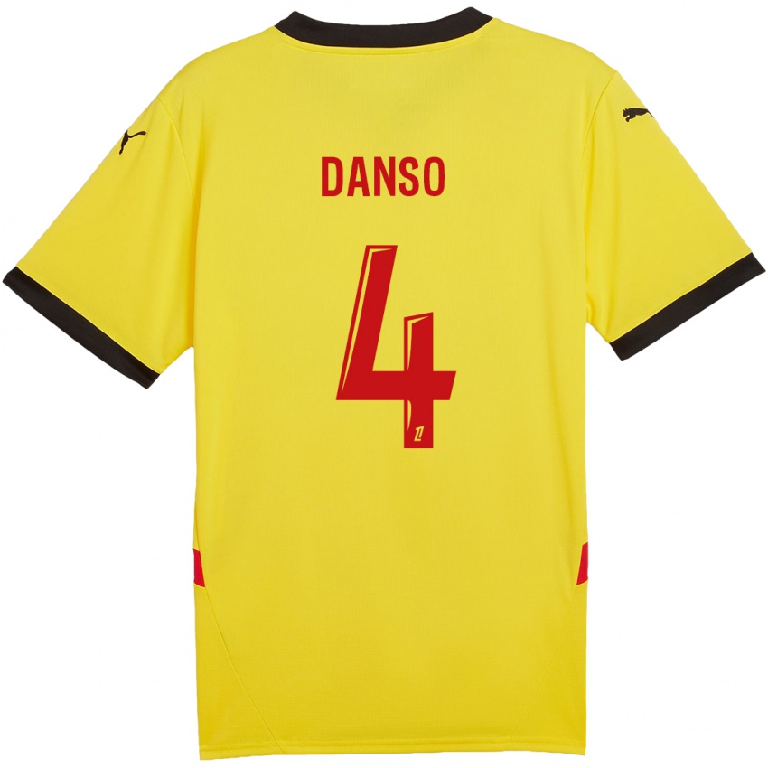 Niño Camiseta Kevin Danso #4 Amarillo Rojo 1ª Equipación 2024/25 La Camisa