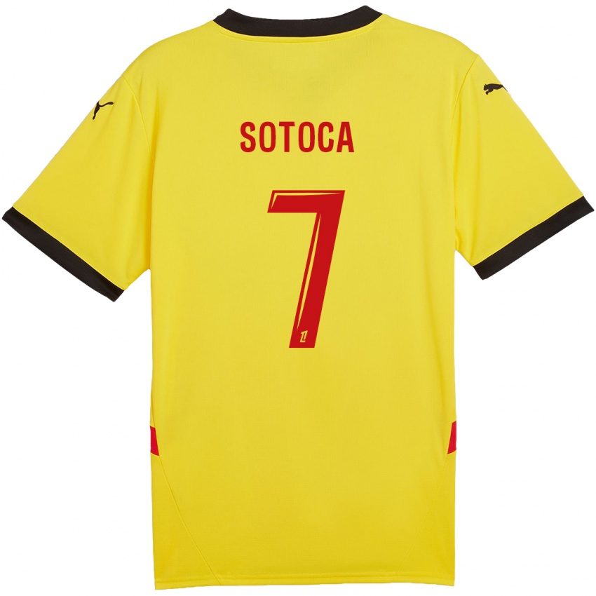 Niño Camiseta Florian Sotoca #7 Amarillo Rojo 1ª Equipación 2024/25 La Camisa