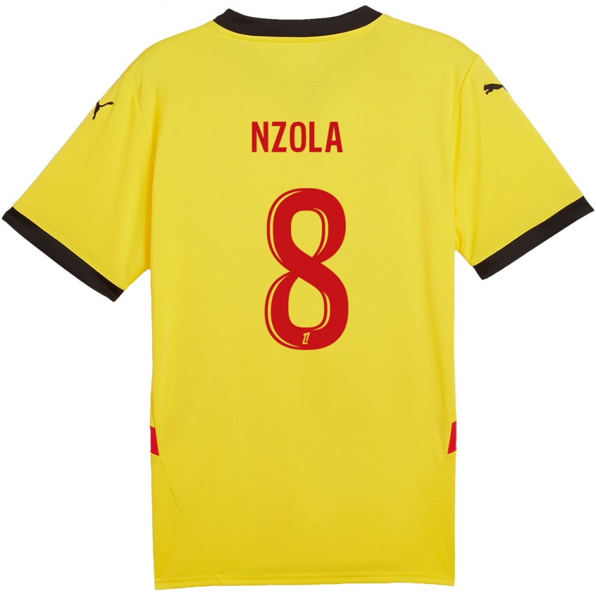 Niño Camiseta M'bala Nzola #8 Amarillo Rojo 1ª Equipación 2024/25 La Camisa