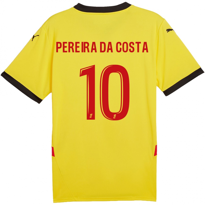 Niño Camiseta David Pereira Da Costa #10 Amarillo Rojo 1ª Equipación 2024/25 La Camisa