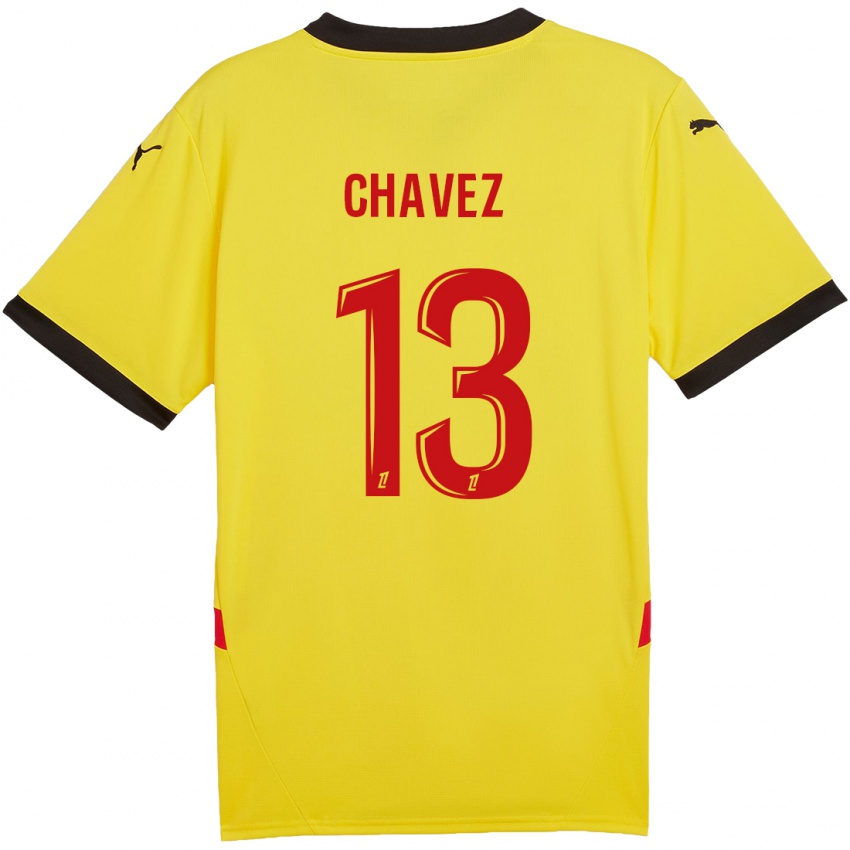 Niño Camiseta Jhoanner Chávez #13 Amarillo Rojo 1ª Equipación 2024/25 La Camisa