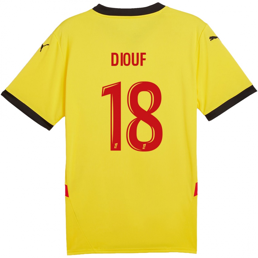 Niño Camiseta Andy Diouf #18 Amarillo Rojo 1ª Equipación 2024/25 La Camisa