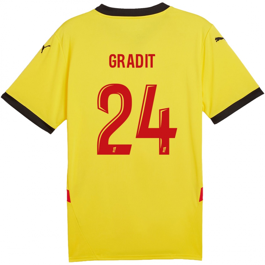 Niño Camiseta Jonathan Gradit #24 Amarillo Rojo 1ª Equipación 2024/25 La Camisa