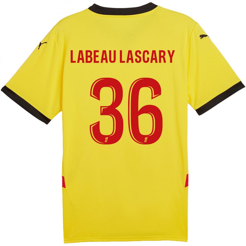 Niño Camiseta Rémy Labeau Lascary #36 Amarillo Rojo 1ª Equipación 2024/25 La Camisa