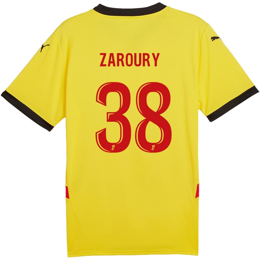 Niño Camiseta Anass Zaroury #38 Amarillo Rojo 1ª Equipación 2024/25 La Camisa