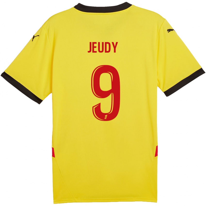 Niño Camiseta Sherly Jeudy #9 Amarillo Rojo 1ª Equipación 2024/25 La Camisa