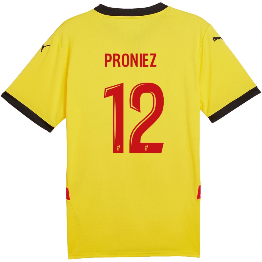 Niño Camiseta Fany Proniez #12 Amarillo Rojo 1ª Equipación 2024/25 La Camisa