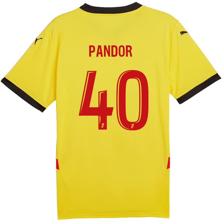 Niño Camiseta Yannick Pandor #40 Amarillo Rojo 1ª Equipación 2024/25 La Camisa