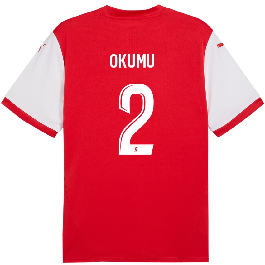 Niño Camiseta Joseph Okumu #2 Rojo Blanco 1ª Equipación 2024/25 La Camisa