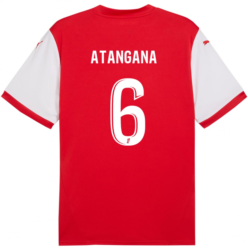 Niño Camiseta Valentin Atangana Edoa #6 Rojo Blanco 1ª Equipación 2024/25 La Camisa