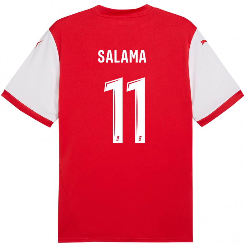 Niño Camiseta Amine Salama #11 Rojo Blanco 1ª Equipación 2024/25 La Camisa