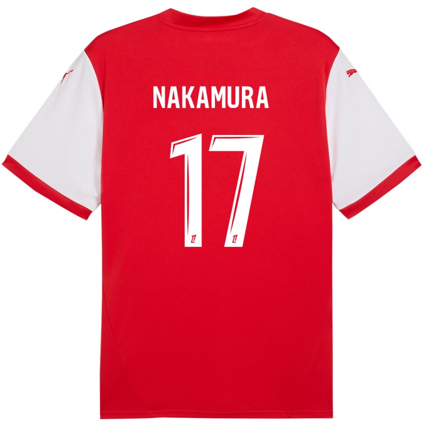 Niño Camiseta Keito Nakamura #17 Rojo Blanco 1ª Equipación 2024/25 La Camisa