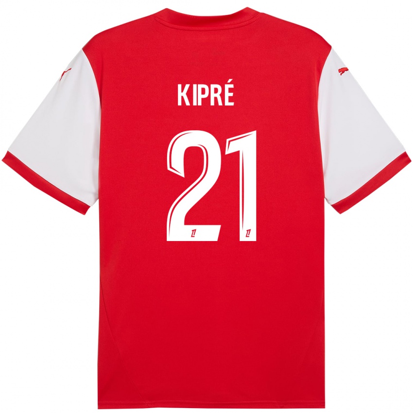 Niño Camiseta Cédric Kipré #21 Rojo Blanco 1ª Equipación 2024/25 La Camisa