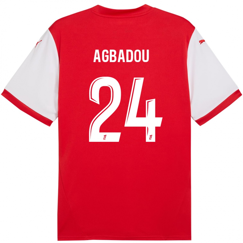 Niño Camiseta Emmanuel Agbadou #24 Rojo Blanco 1ª Equipación 2024/25 La Camisa