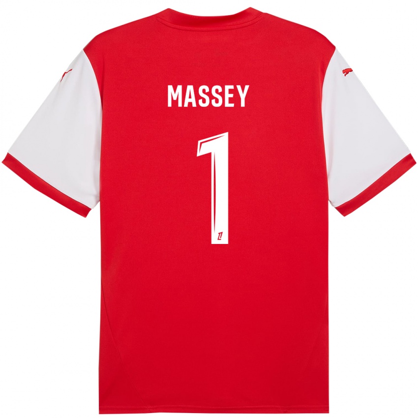 Niño Camiseta Kayza Massey #1 Rojo Blanco 1ª Equipación 2024/25 La Camisa