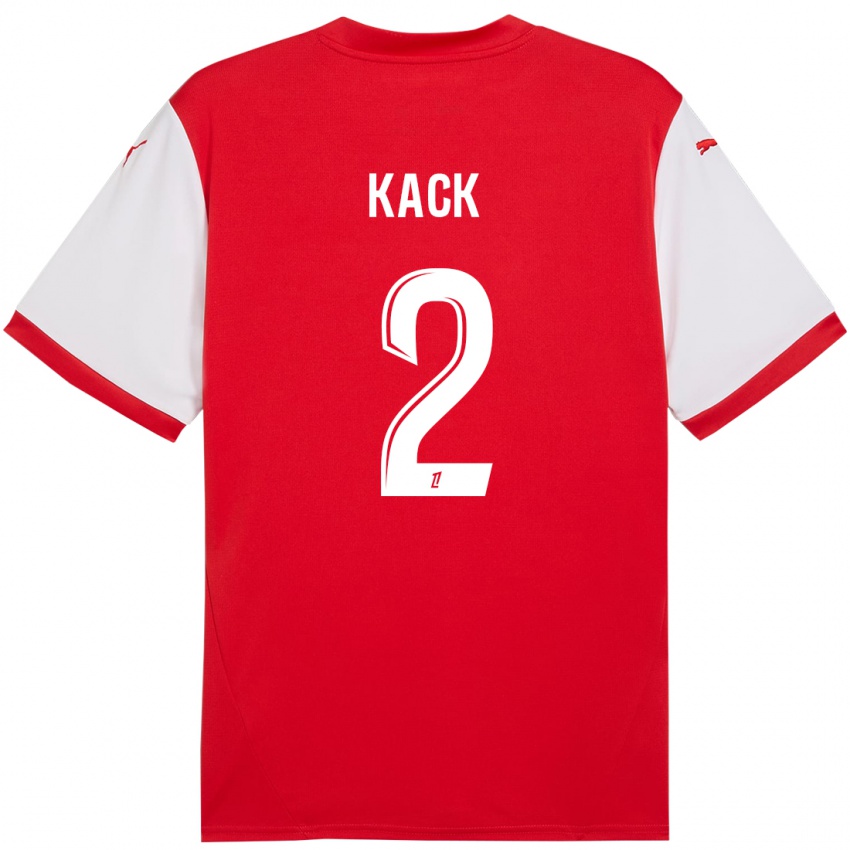 Niño Camiseta Mathilde Kack #2 Rojo Blanco 1ª Equipación 2024/25 La Camisa