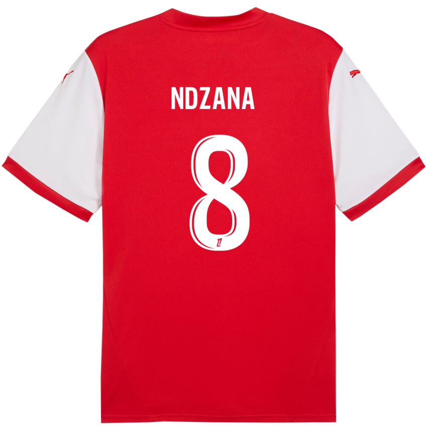 Niño Camiseta Colette Ndzana Fegue #8 Rojo Blanco 1ª Equipación 2024/25 La Camisa