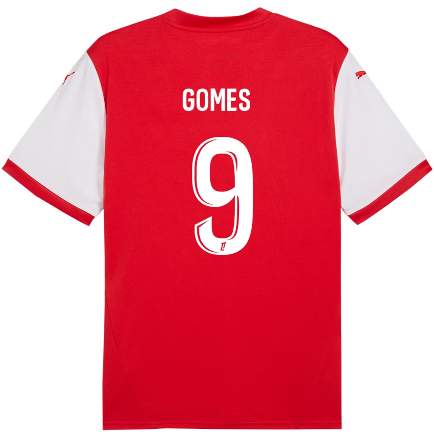 Niño Camiseta Mélissa Gomes #9 Rojo Blanco 1ª Equipación 2024/25 La Camisa