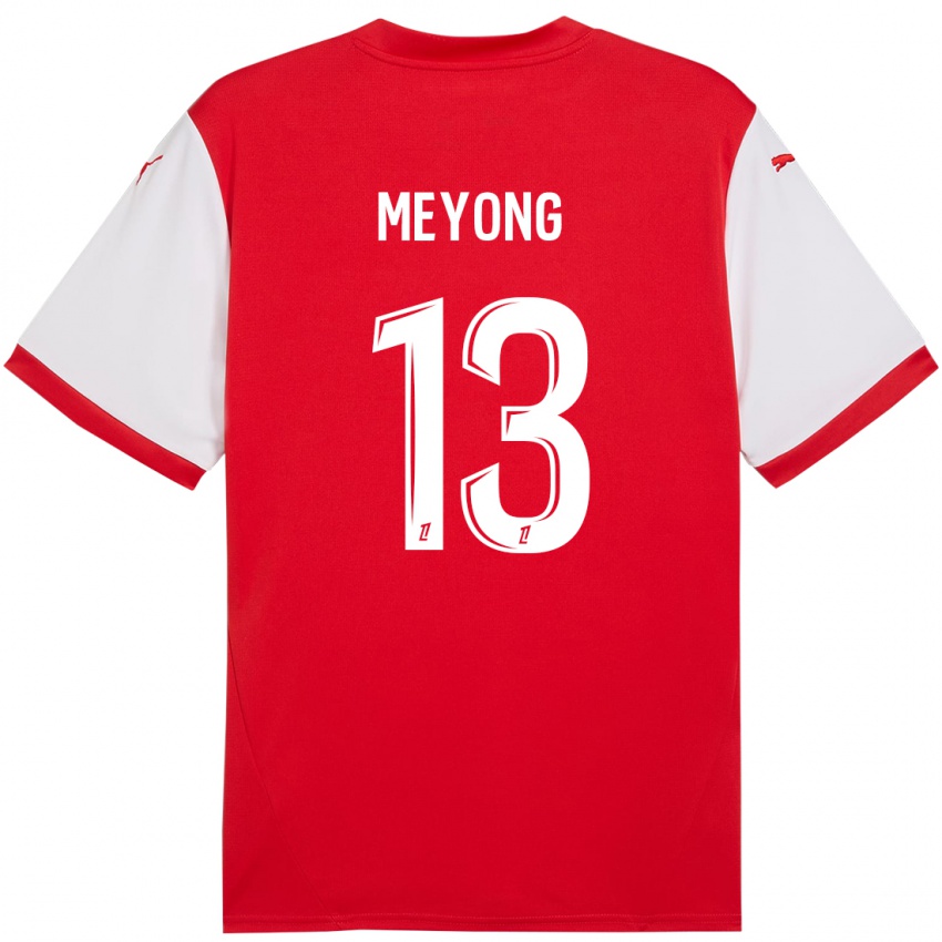 Niño Camiseta Charlène Meyong #13 Rojo Blanco 1ª Equipación 2024/25 La Camisa