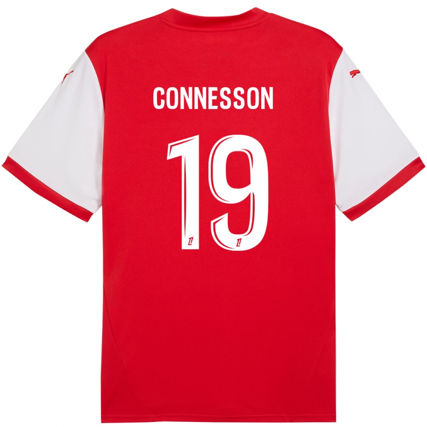 Niño Camiseta Adele Connesson #19 Rojo Blanco 1ª Equipación 2024/25 La Camisa