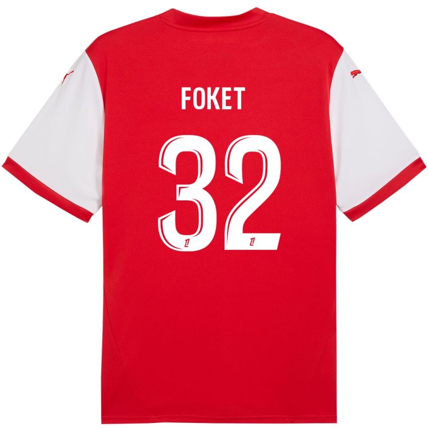 Niño Camiseta Thomas Foket #32 Rojo Blanco 1ª Equipación 2024/25 La Camisa