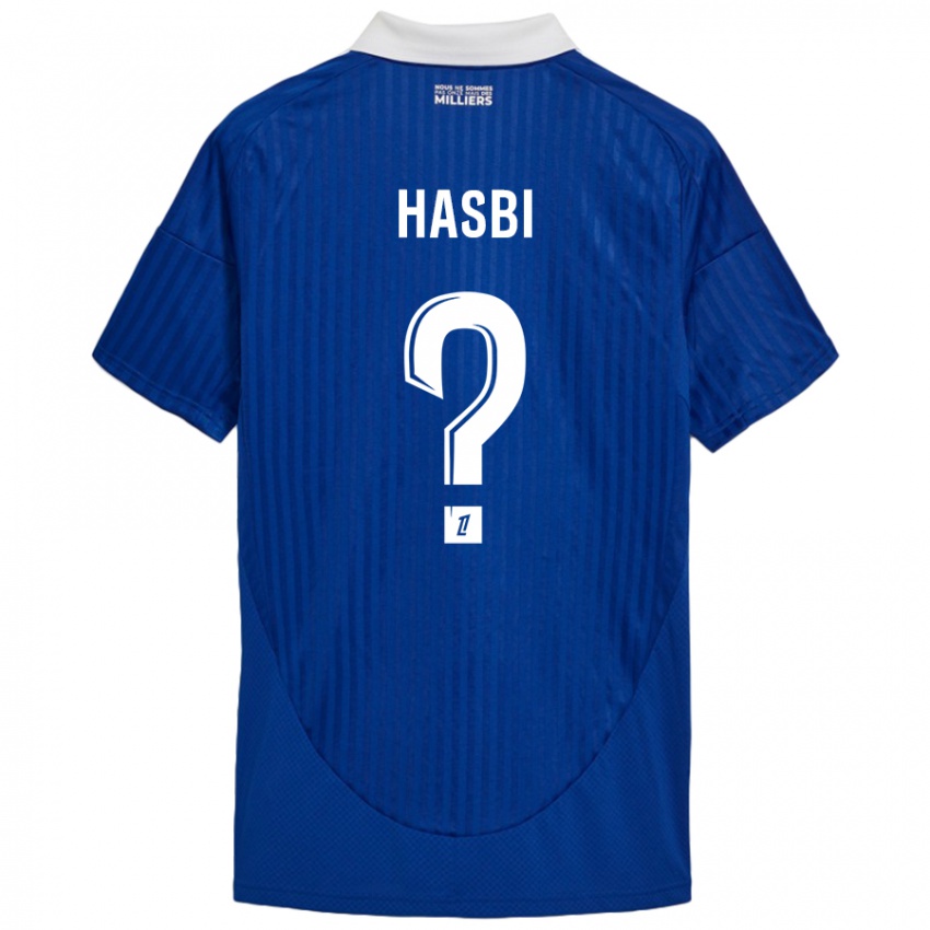 Niño Camiseta Walid Hasbi #0 Azul Blanco 1ª Equipación 2024/25 La Camisa